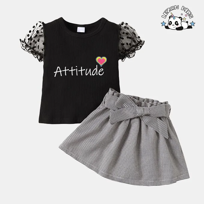 LEZONKIDS - Customized Summer Outfit T Shirt Skirt Set Kids Two-Piece Girls Clothing Set for Summer